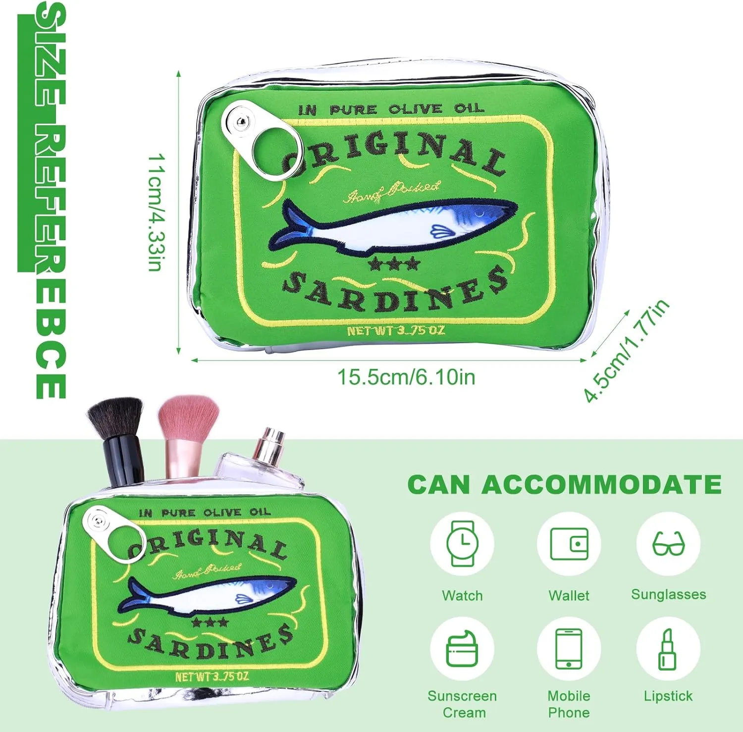 Canned Sardines Makeup Bag, Canned Sardines Style Toiletry Bag Cute Travel Bag Creative Cute Makeup Bag Aesthetic Toiletry Bag for Women