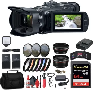Canon Vixia HF G70 UHD 4K Camcorder (Black) (5734C002)   64GB Memory Card   BP828 Battery   BP820 Charger   Color Filter Kit   Bag   Wide Angle Lens   Telephoto Lens   More (Renewed)