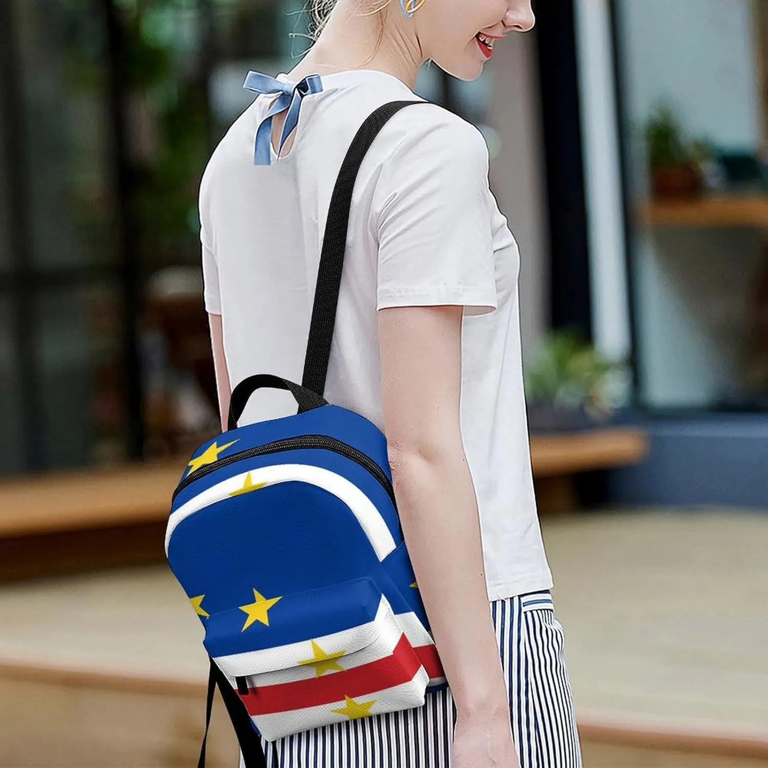 Cape Verde Flag Backpack Purse for Women Casual Shoulder Bag With Adjustable Strap