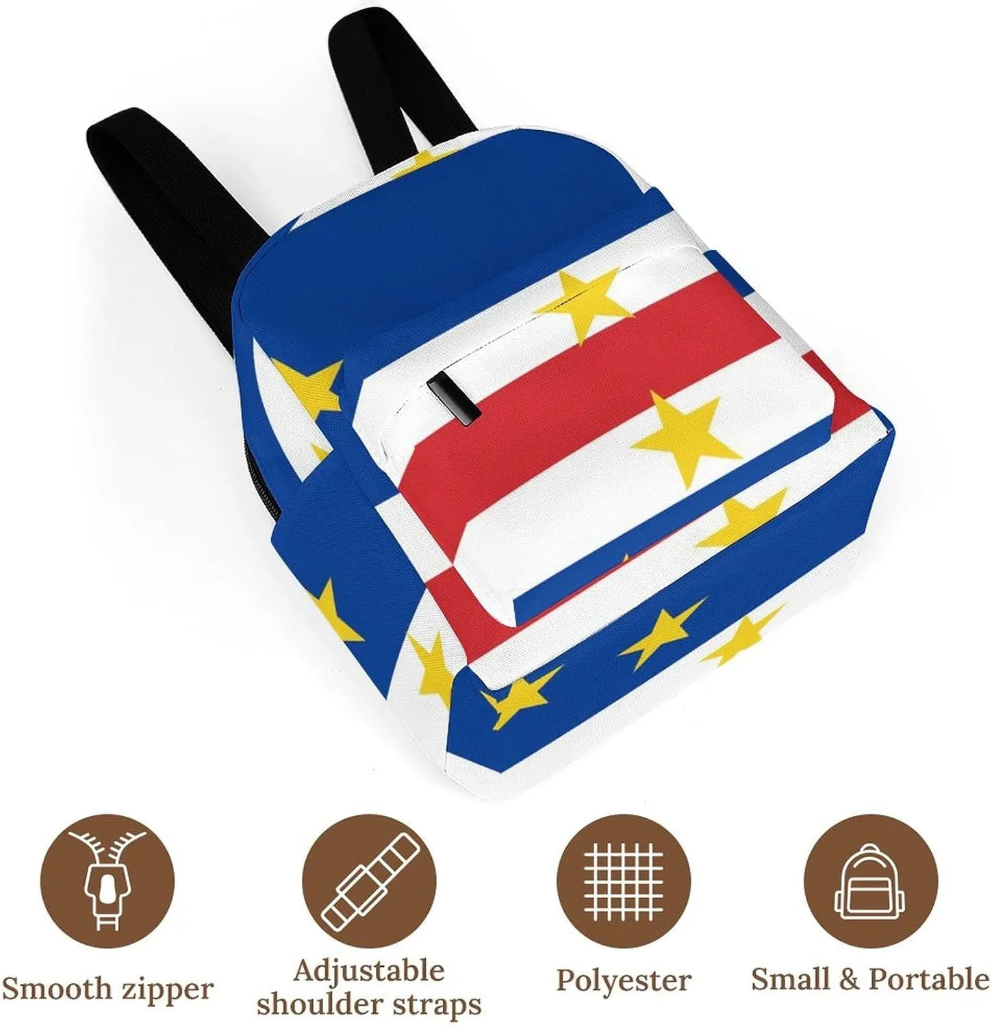 Cape Verde Flag Backpack Purse for Women Casual Shoulder Bag With Adjustable Strap