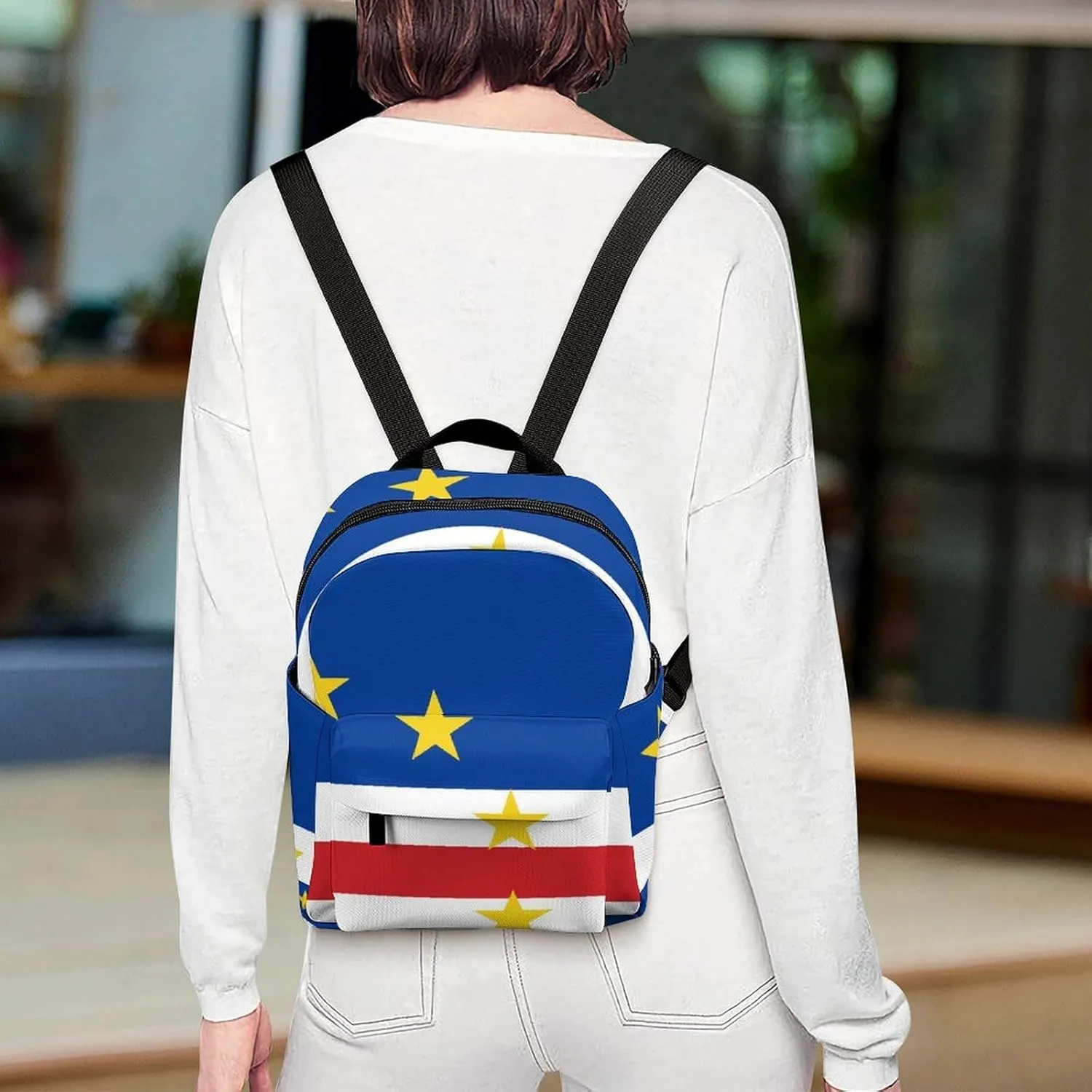 Cape Verde Flag Backpack Purse for Women Casual Shoulder Bag With Adjustable Strap