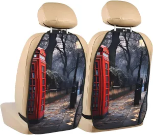 Car Seat Anti-Kick Storage Pads Pack of 2 Universal Car Seat Covers for SUV, Jeep, Truck and Sedan 26.4 x 18.5 Inches Red Phone Booth London Street Picture