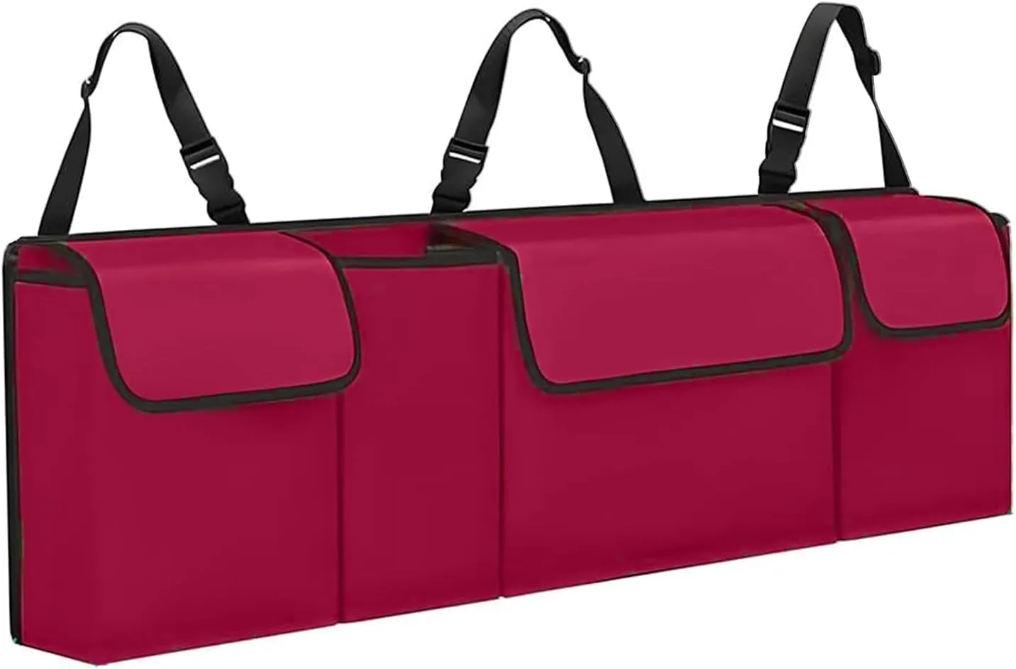 Car Trunk Organizer, Backseat Hanging Large Storage with Adjustable Straps,Waterproof PVC Collapsible Cargo Bag, Car Interior Accessories for Auto SUV MPV (Red)
