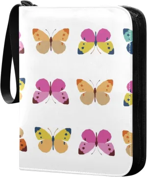 Card Binder 4 Pocket Trading Card Binder Holds 400 Cards with 50 Removable Sleeves for Boys Girls Game Cards Sports Cards Colorful Butterflies