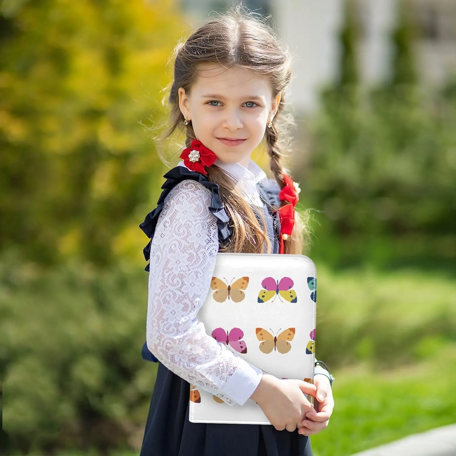Card Binder 4 Pocket Trading Card Binder Holds 400 Cards with 50 Removable Sleeves for Boys Girls Game Cards Sports Cards Colorful Butterflies