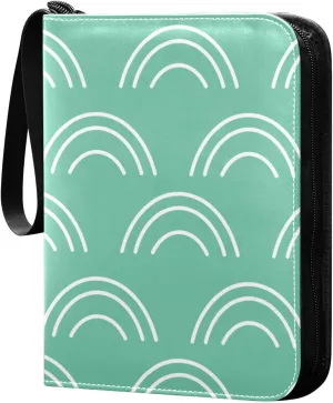 Card Binder 4 Pocket Trading Card Binder Holds 400 Cards with 50 Removable Sleeves for Boys Girls Game Cards Sports Cards Simple Rainbows Green