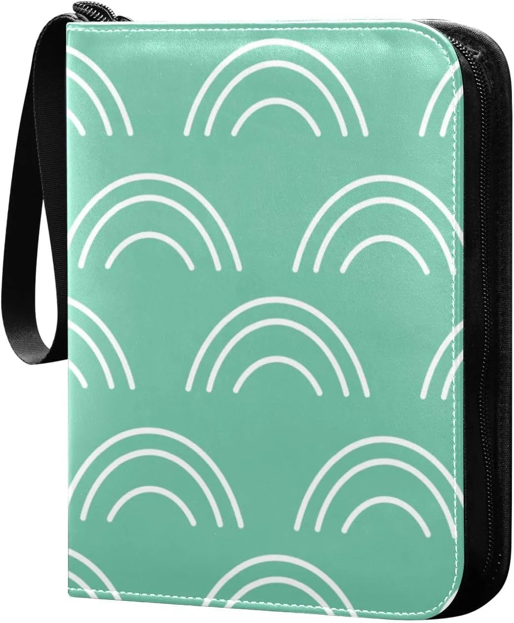 Card Binder 4 Pocket Trading Card Binder Holds 400 Cards with 50 Removable Sleeves for Boys Girls Game Cards Sports Cards Simple Rainbows Green