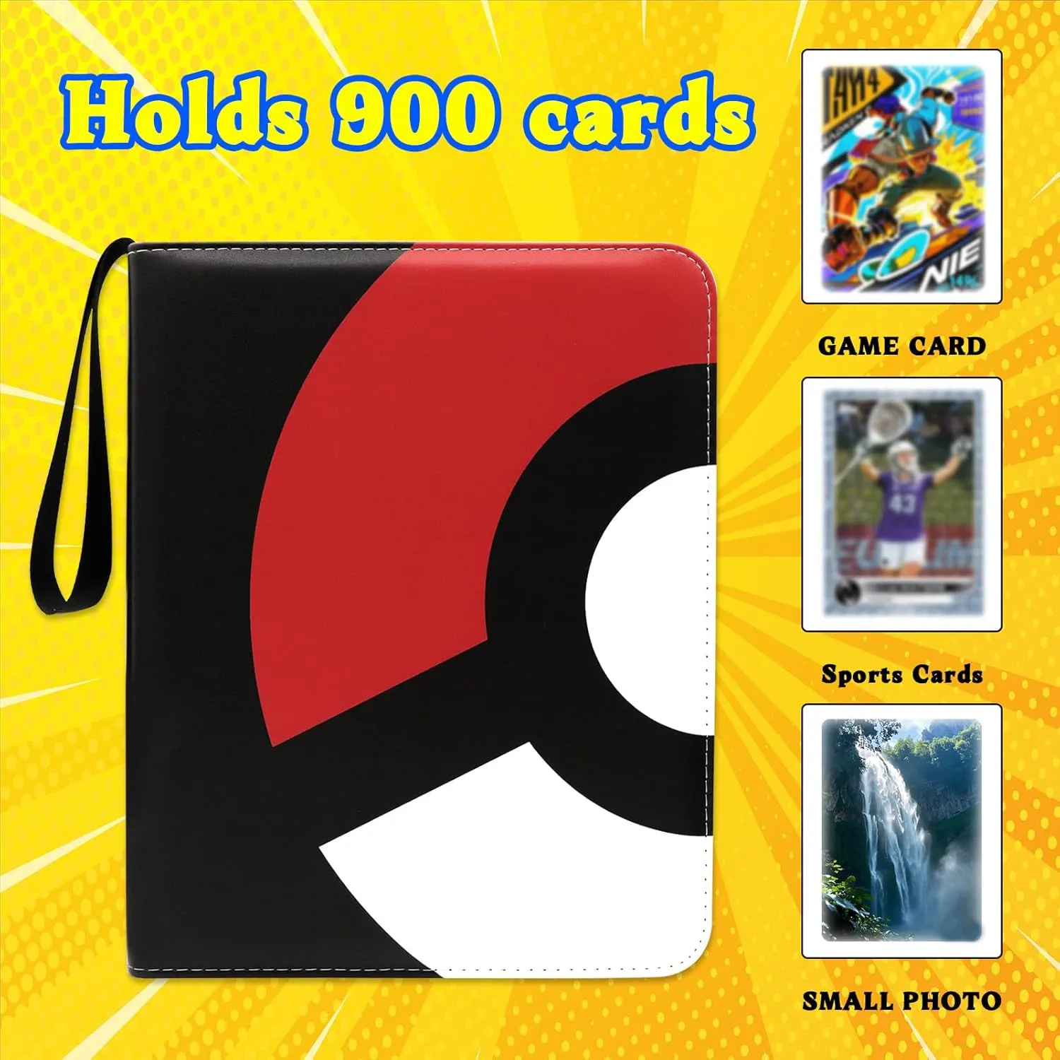 Card Binder 9-Pocket, 900 Pockets Fashion Design Trading Card Holder for Sports Card Premium Card Book Sturdy Card Holder (Red, 900 Card)