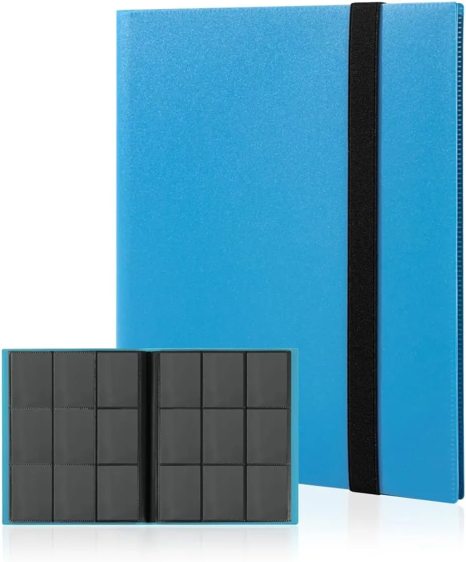 Card Binder, 9 Pocket Trading Card Album Folder, 360 Side Loading Pocket Binder for TCG, Sport Cards (Blue)
