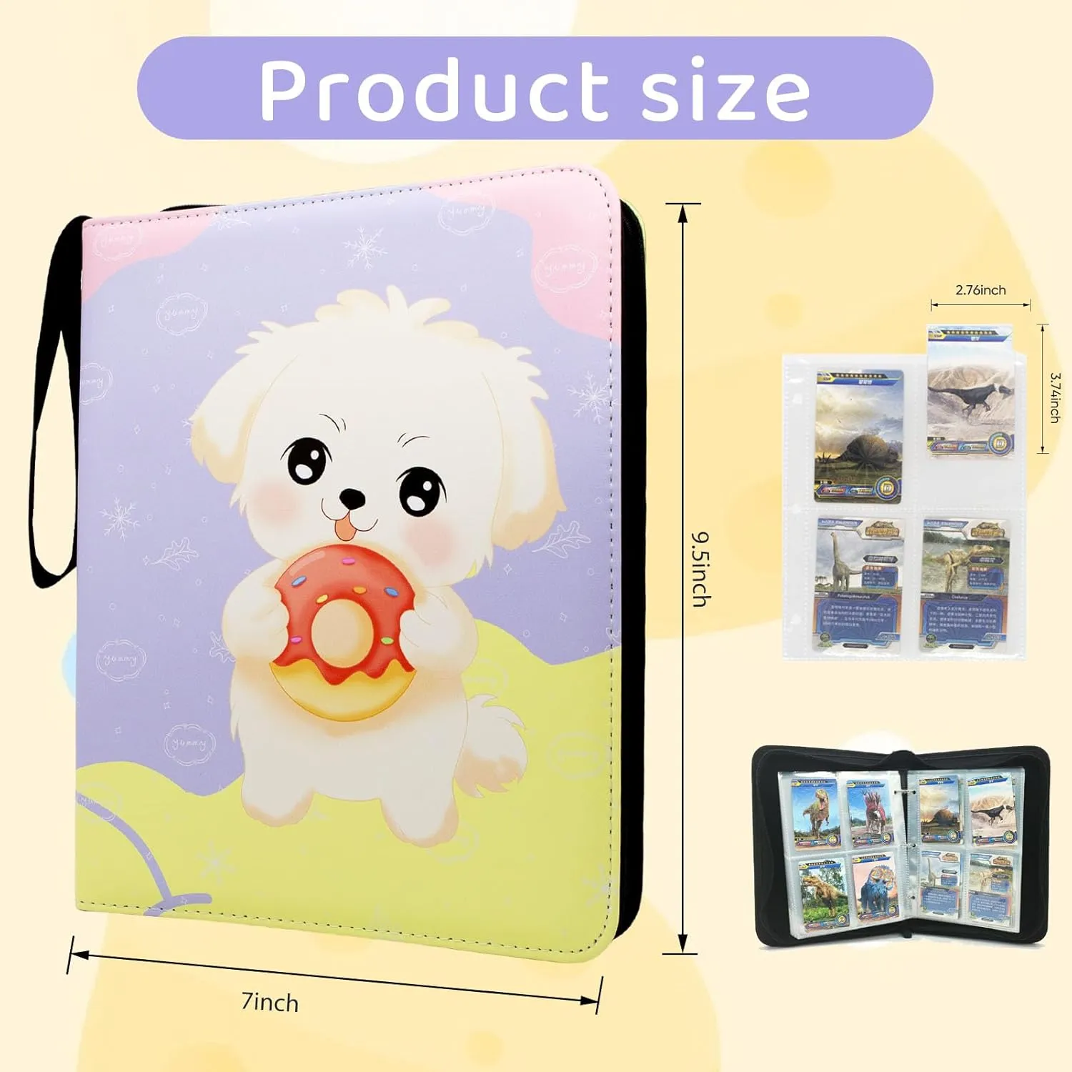 Card Binder for Collection - Stylish and Durable Trading Card Holder for Game, Sports, MTG and Other TCG Cards (Cute Puppy 4-Pocket)