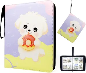 Card Binder for Collection - Stylish and Durable Trading Card Holder for Game, Sports, MTG and Other TCG Cards (Cute Puppy 4-Pocket)
