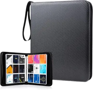 Card Binder with Sleeves, 9 Pockets Up to 900 Cards Binder Compatible with TCG Trading Cards, MTG Cards, Portable Waterproof Card Storage Bag with Sleeves for Game Cards Collection (Black)
