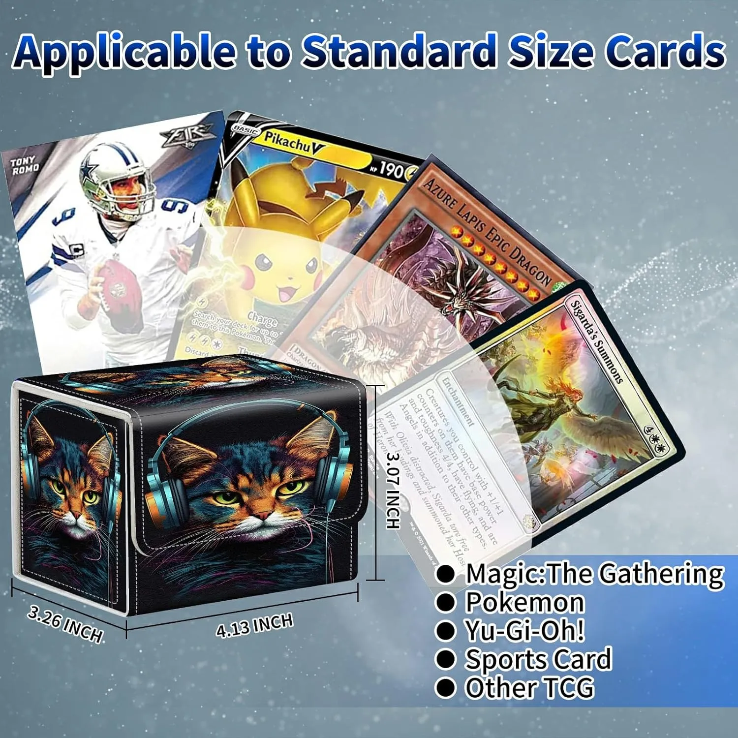 Card Deck Box, MTG Commander Deck Box for Trading Cards, 100  Sleeved Cards with PU Leather Magnetic Card Storage Box for TCG CCG Magic Cards - Cat