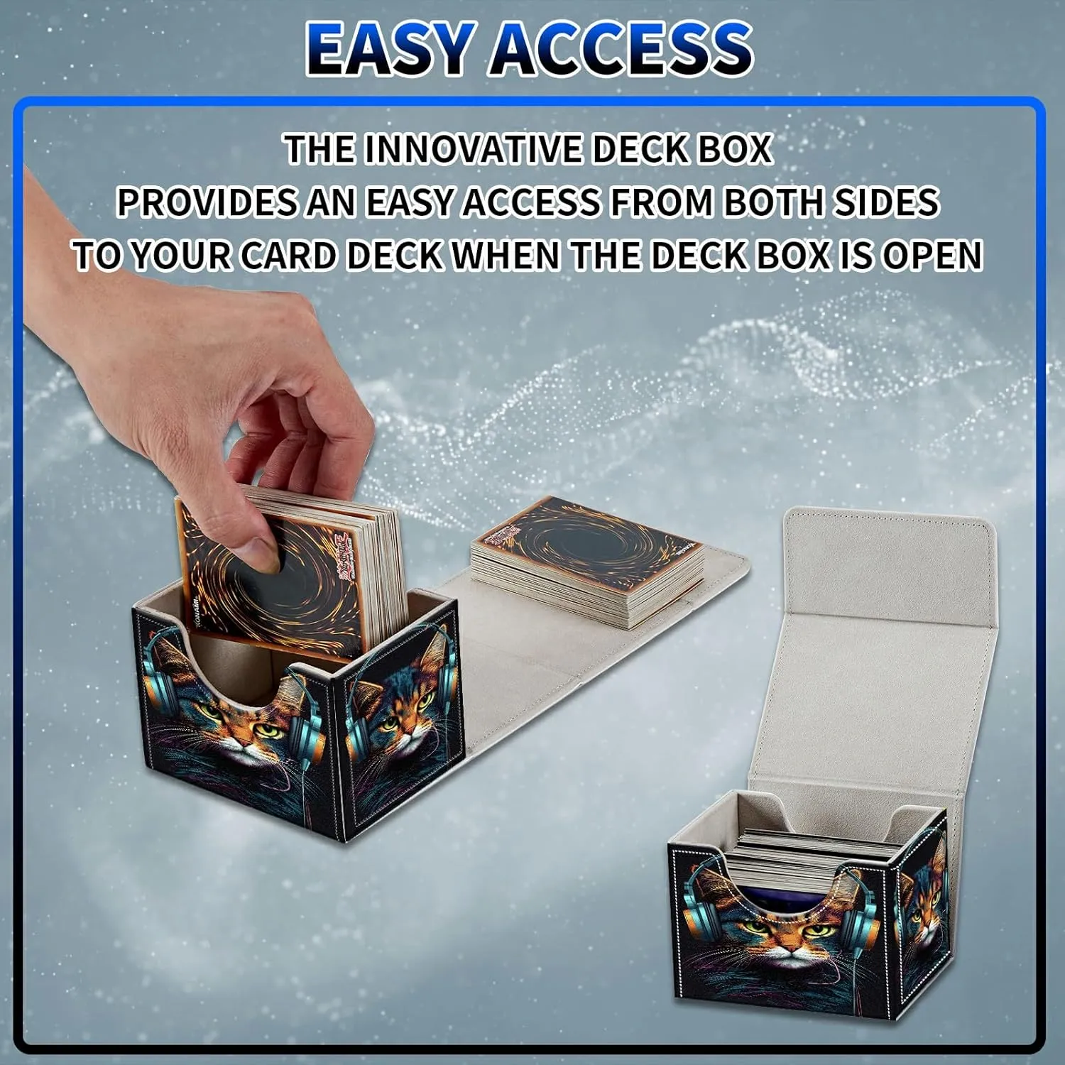 Card Deck Box, MTG Commander Deck Box for Trading Cards, 100  Sleeved Cards with PU Leather Magnetic Card Storage Box for TCG CCG Magic Cards - Cat