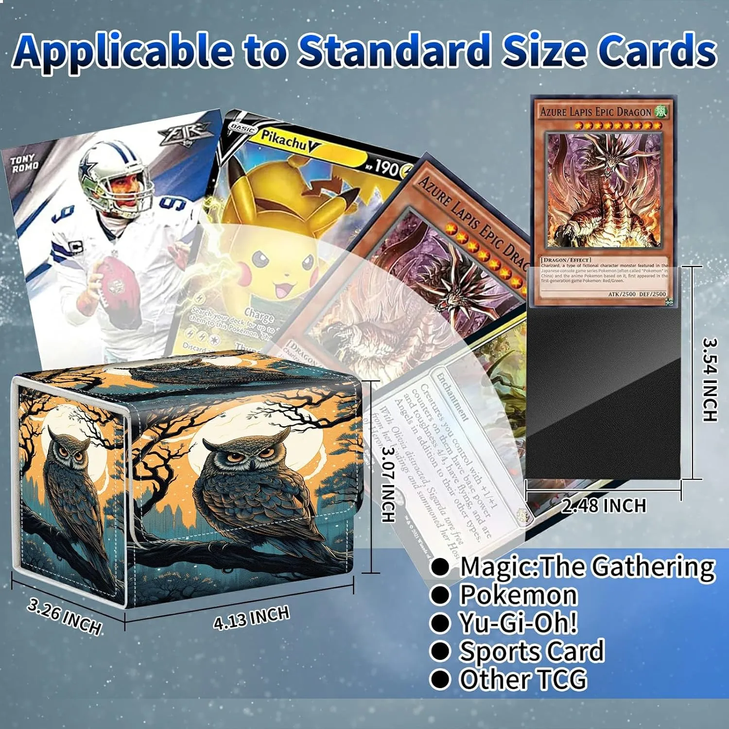 Card Deck Box, MTG Commander Deck Box for Trading Cards, 100  Sleeved Cards with PU Leather Magnetic Card Storage Box for TCG CCG Magic Cards - Night Owl