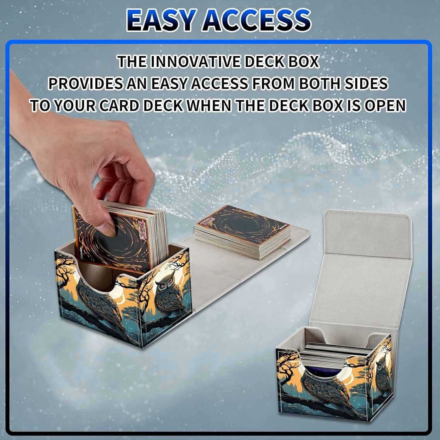 Card Deck Box, MTG Commander Deck Box for Trading Cards, 100  Sleeved Cards with PU Leather Magnetic Card Storage Box for TCG CCG Magic Cards - Night Owl