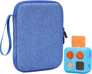 Card Holder for Yoto Cards – Kids Accessory, Soft Portable Folder with Zipper & 96 Pockets Player & Mini Audiobook Cards, Card Binder Case with Yoto Mini Silicone Case for Travel (Blue)