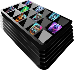 Card Sorting Tray 5ct – Stackable Trading Card Organizer Display Case, 18-cell Organize and Sort TCG Cards, Durable and Convenient Storage Solution