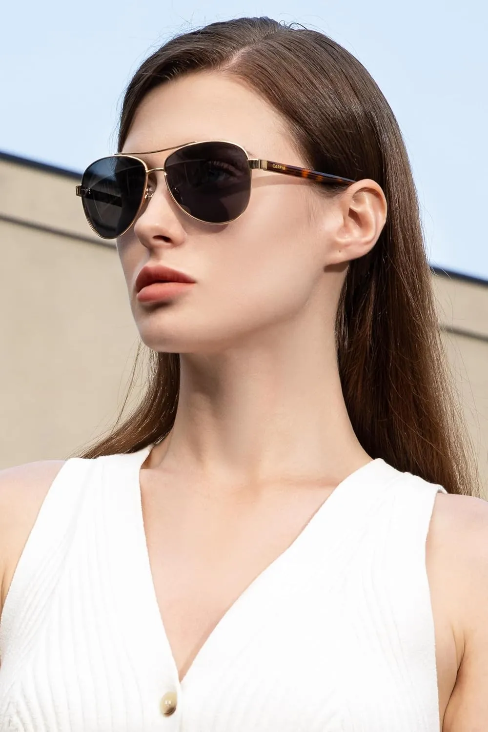 CARFIA Polarized Sunglasses for Women UV Protection Acetate Arms Metal Frame Woman's Shades CA3216