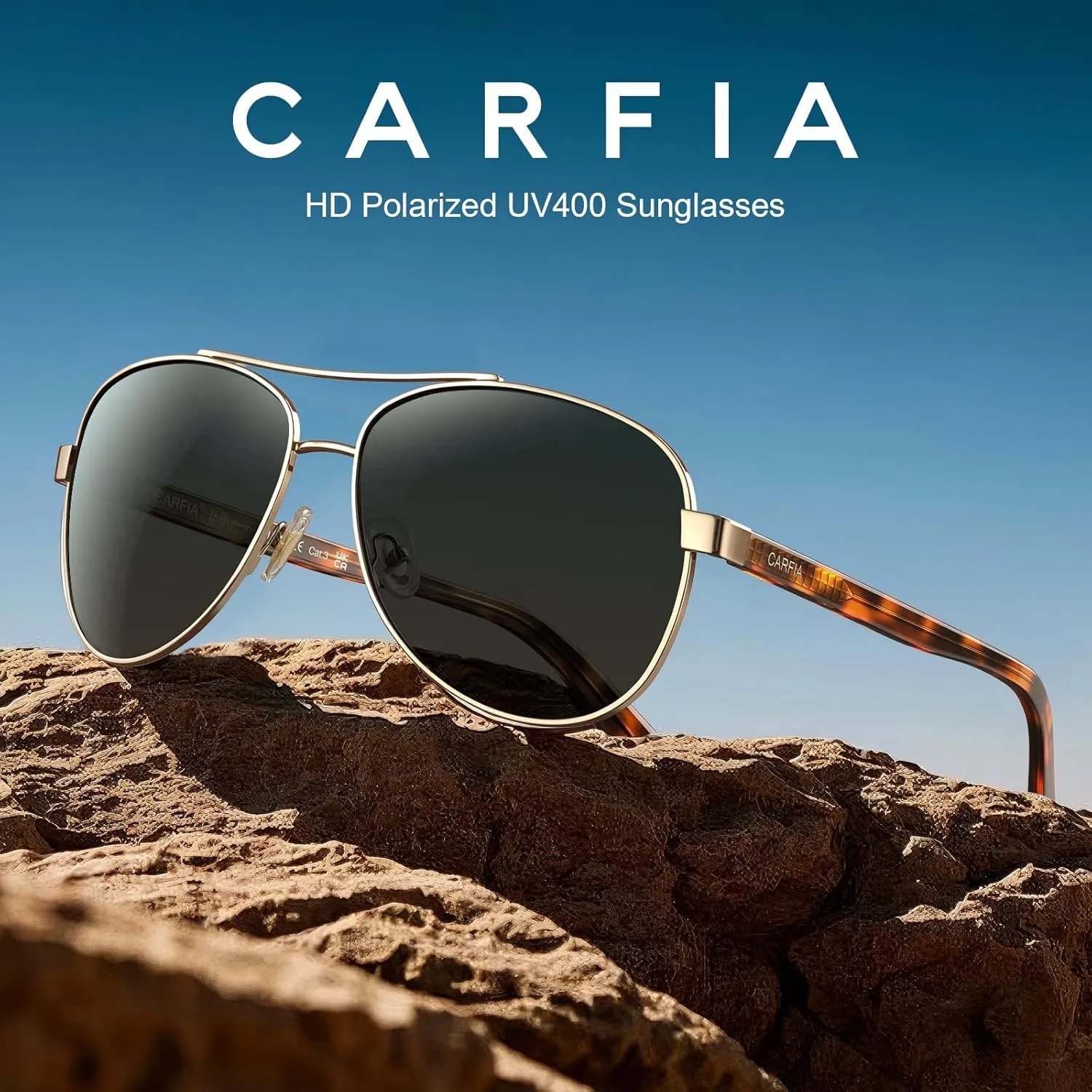 CARFIA Polarized Sunglasses for Women UV Protection Acetate Arms Metal Frame Woman's Shades CA3216