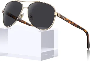 CARFIA Polarized Sunglasses for Women UV Protection Acetate Arms Metal Frame Woman's Shades CA3216