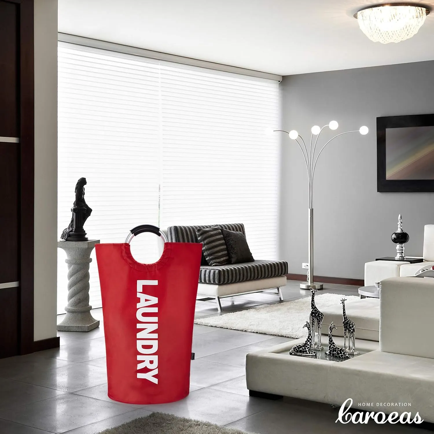 Caroeas 90L Laundry Basket (13 Colors), Waterproof Laundry Hamper, Laundry Bag with Padded Handles, Clothes Hamper Stands Up Well, Collapsible Laundry Basket Easy Storage