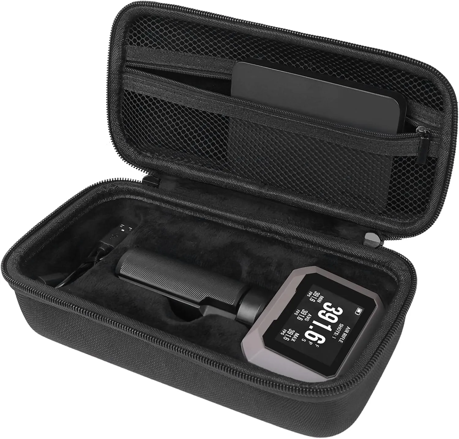 Carrying Case for Garmin Xero C1 Pro Chronograph for Range Shooting, Travel Storage Bag with Mesh Pocket for Charging Cables, Adapter, Cleaning Cloth, Black(Carrying Case Only)