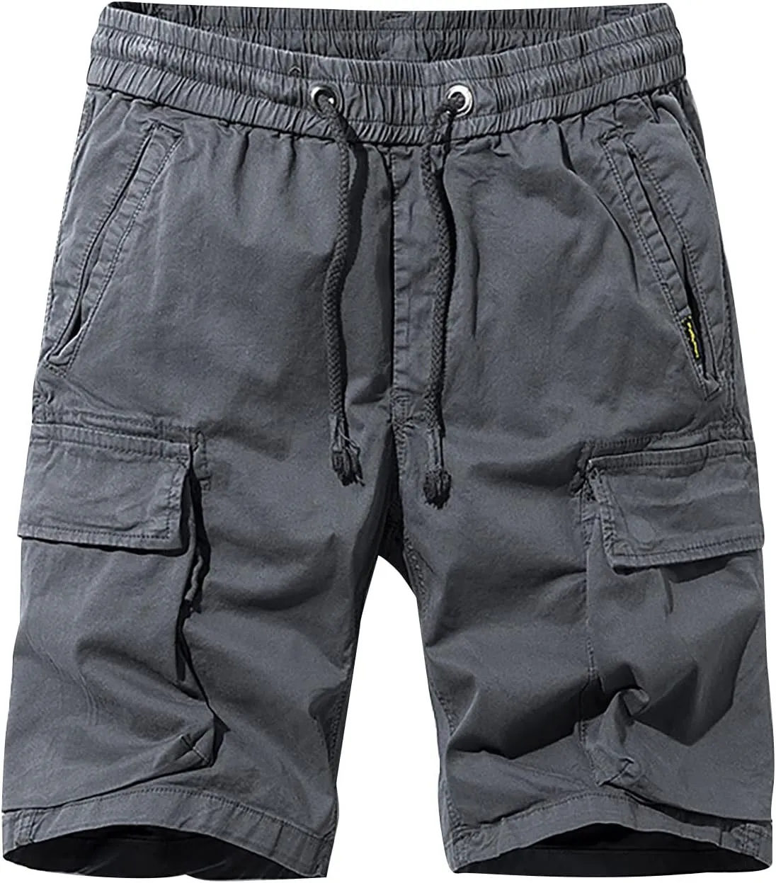 Casual Shorts for Men 2023 Cotton Drawstring Solid Cargo Shorts Multi Pockets Loose Elastic Waist Tooling Shorts