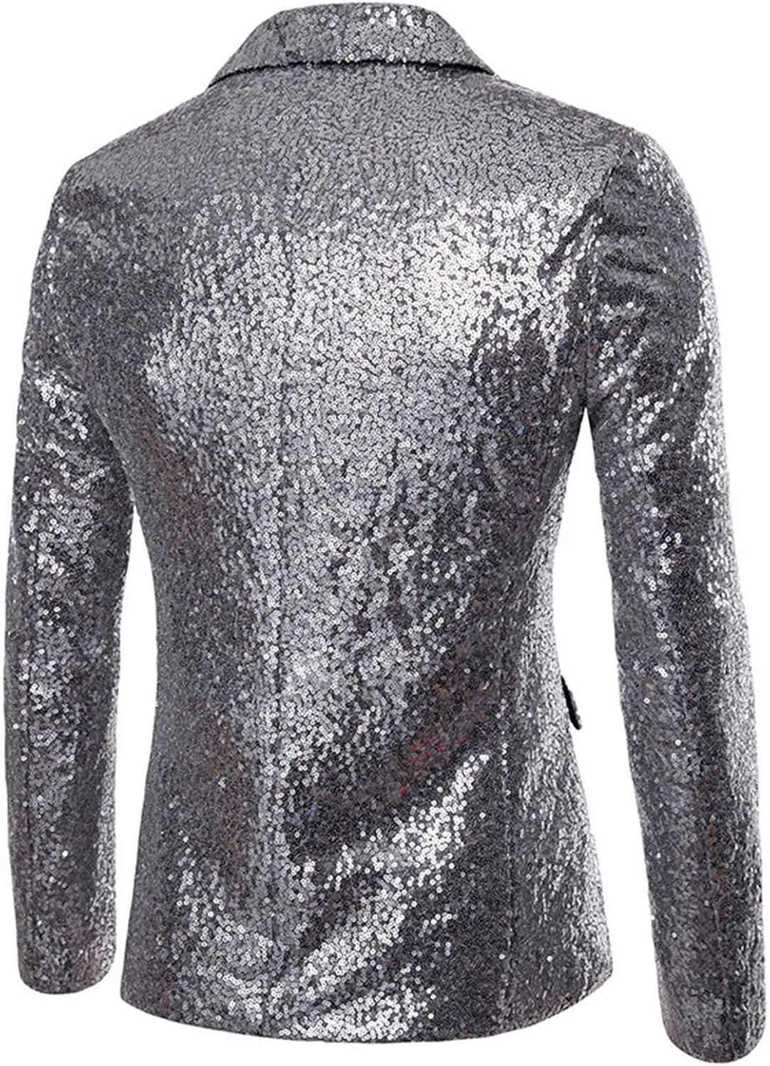 Casual Two Buttons Notched Lapel Suit Jacket Men Shiny Sequin Blazers Tuxedo Two Buttons Lightweight Business