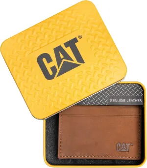 Caterpillar Men's Card Holder with Logo, Tan, One Size