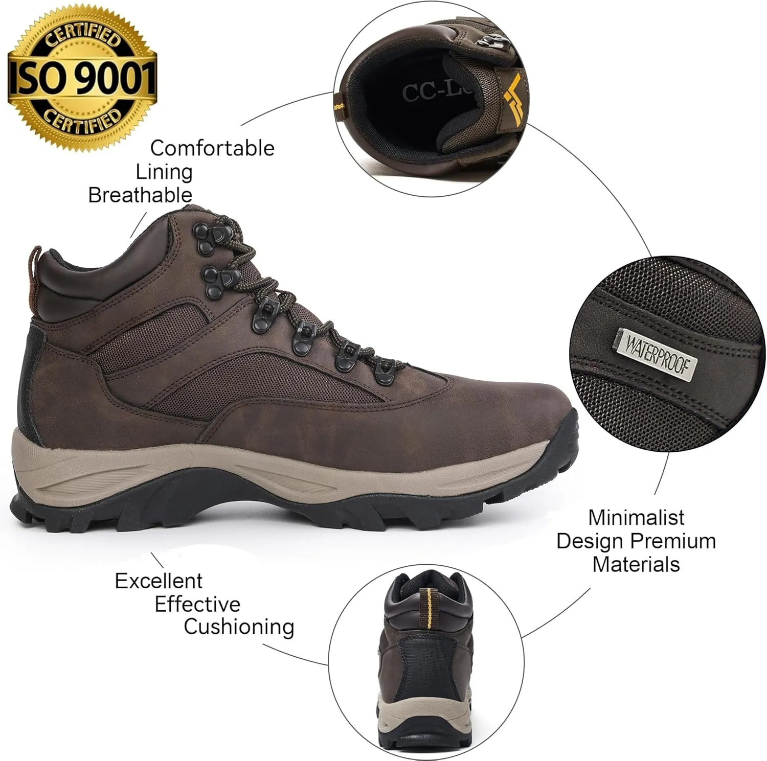 CC-Los Men's Waterproof Hiking Boots Outdoor Relaxed Fit Lightweight Size 7.5-14