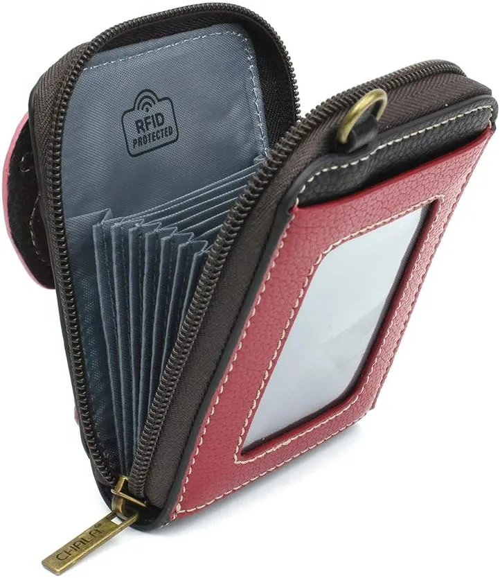CHALA RFID Cute-C Credit Card Holder Wallet Wristlet - Women Faux Leather Cute-C with Strap