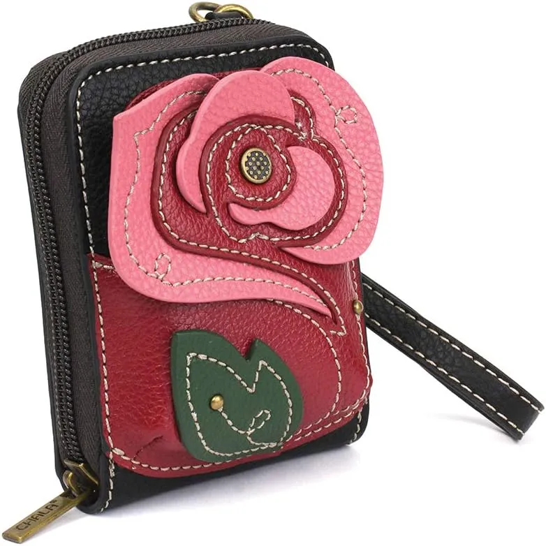 CHALA RFID Cute-C Credit Card Holder Wallet Wristlet - Women Faux Leather Cute-C with Strap