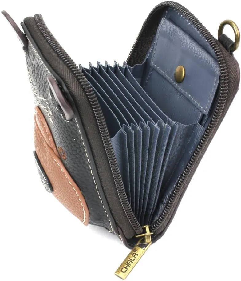 CHALA RFID Cute-C Credit Card Holder Wallet Wristlet - Women Faux Leather Cute-C with Strap