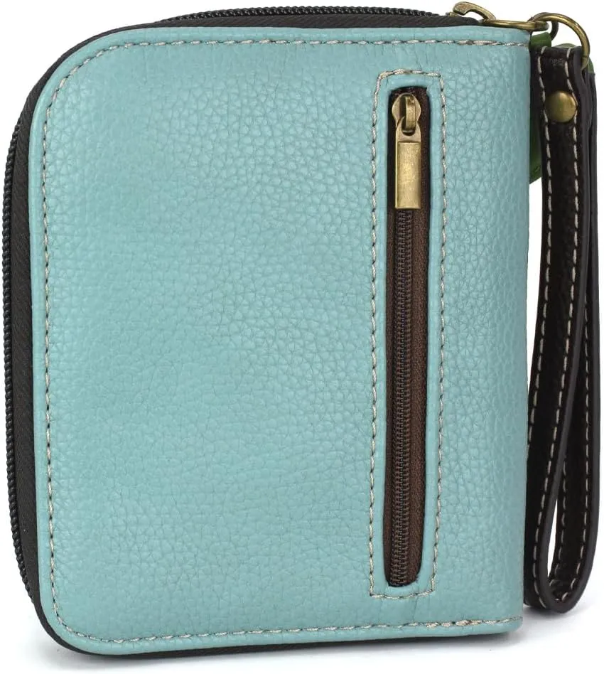 CHALA Zip Around Wallet, Wristlet, 8 Credit Card Slots, Sturdy Pu Leather - Daisy - blue