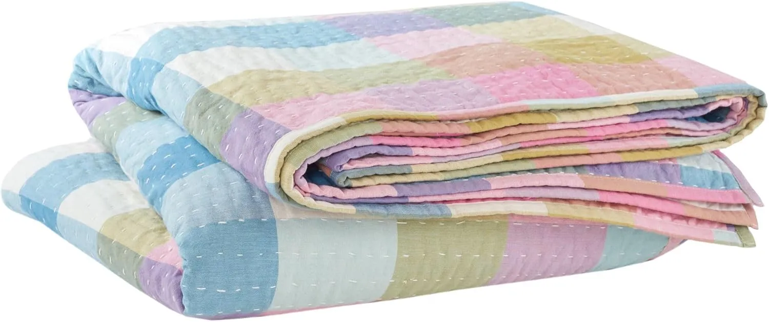 Charlette Plaid Multi Coverlet, King Size, Multi Plaid Pattern