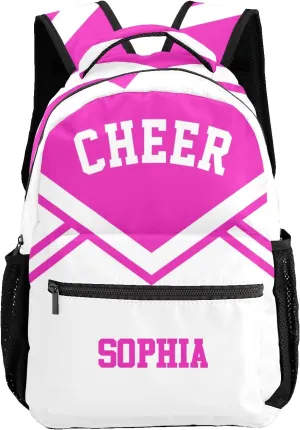 Cheer Cheerleader Hot Pink Backpack Personalized Waterproof Casual Daypack Gift for Holiday Birthday