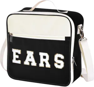 Chenille Letter Mouse Ears Headband Bag Holder Travel Case with Shoulder Strap Multipocket 11"x11"x4.5"