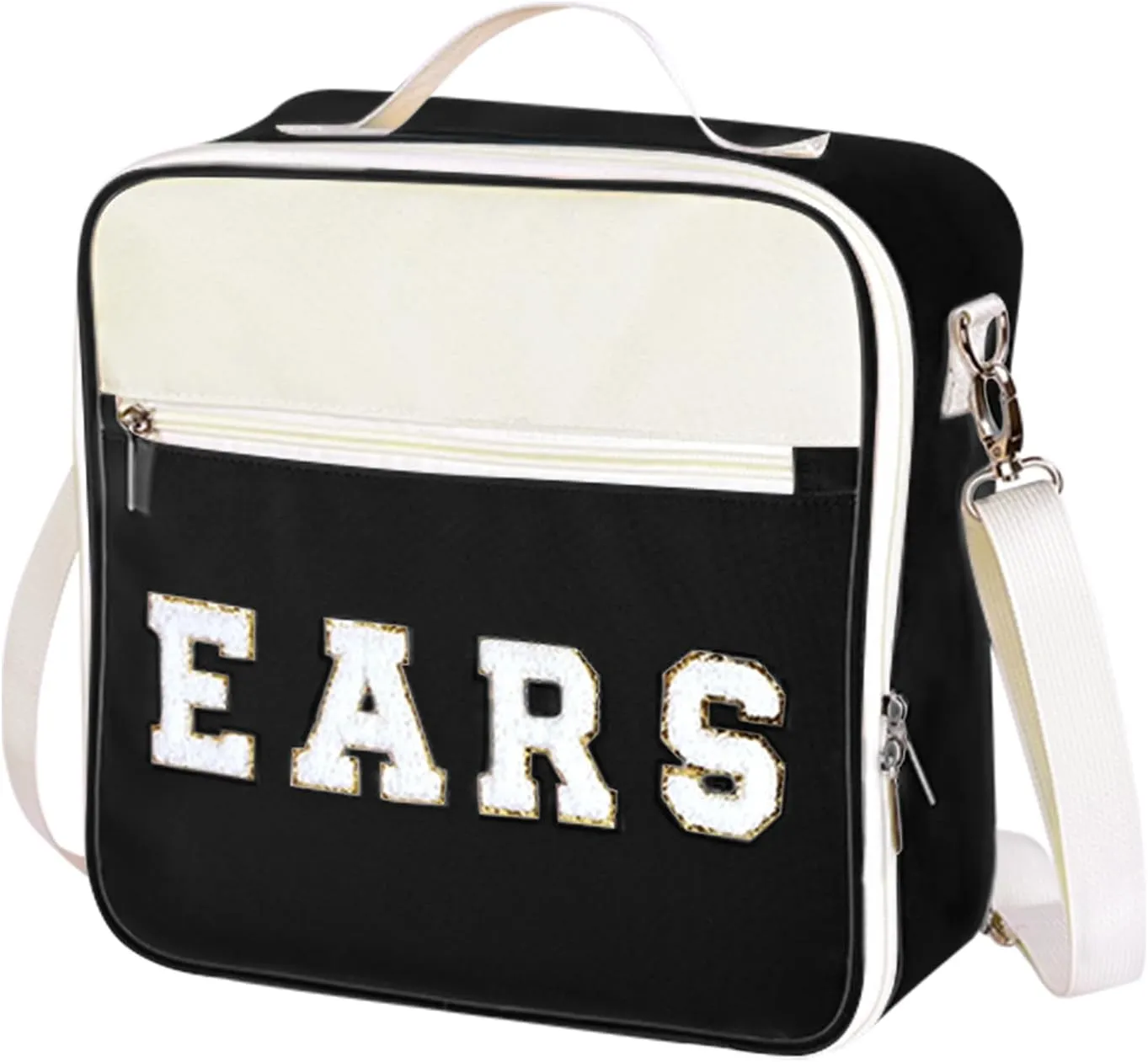 Chenille Letter Mouse Ears Headband Bag Holder Travel Case with Shoulder Strap Multipocket 11"x11"x4.5"