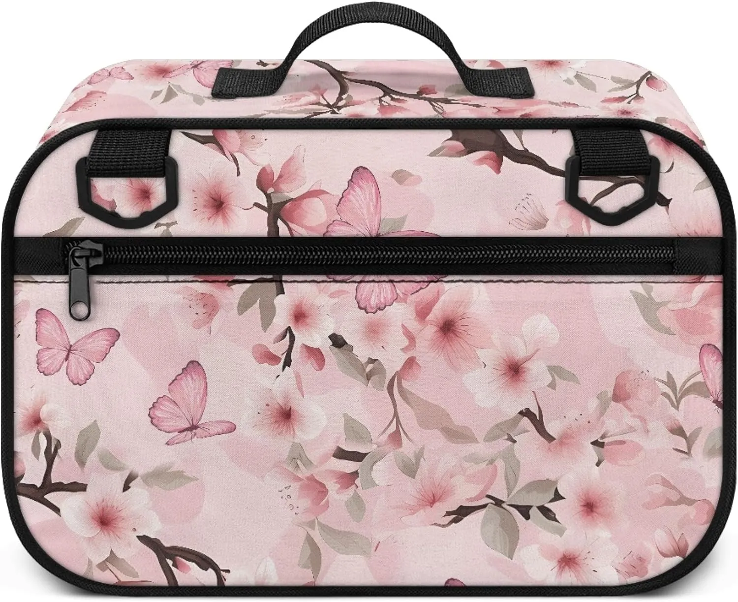 Cherry Blooms Diaper Bag Purse Pink Butterfly Mini Diaper Bag Crossbody Outdoor Storage Bin for Diapers Lightweight Diaper Caddy with Pocket