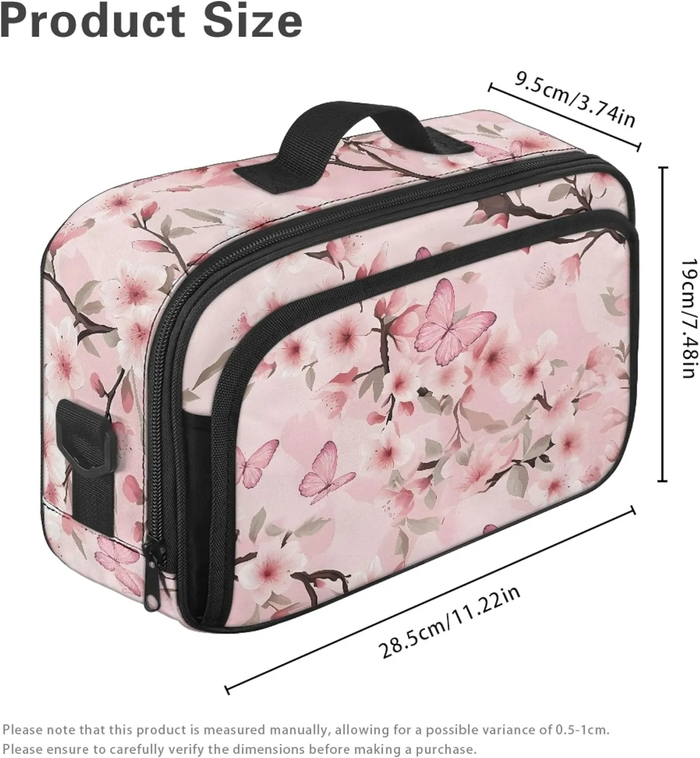 Cherry Blooms Diaper Bag Purse Pink Butterfly Mini Diaper Bag Crossbody Outdoor Storage Bin for Diapers Lightweight Diaper Caddy with Pocket