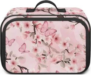 Cherry Blooms Diaper Bag Purse Pink Butterfly Mini Diaper Bag Crossbody Outdoor Storage Bin for Diapers Lightweight Diaper Caddy with Pocket