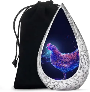 Chicken Adult Urns for Human Ashes Men and Women - Large Drop Funeral Urn for Human Ashes Cremation - Burial Urn for Mom and Dad with Velvet Bag, 10 Inch