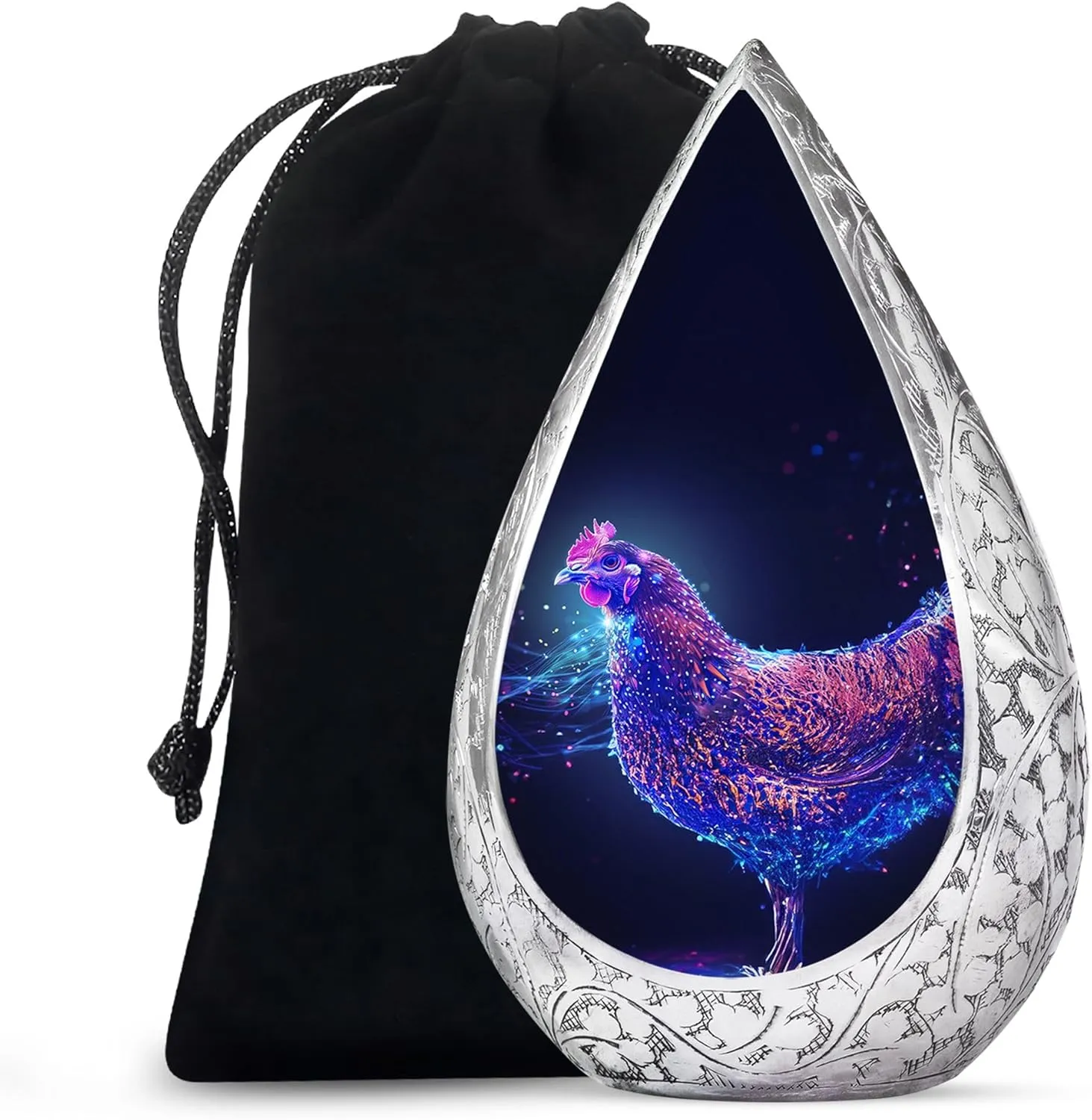Chicken Adult Urns for Human Ashes Men and Women - Large Drop Funeral Urn for Human Ashes Cremation - Burial Urn for Mom and Dad with Velvet Bag, 10 Inch