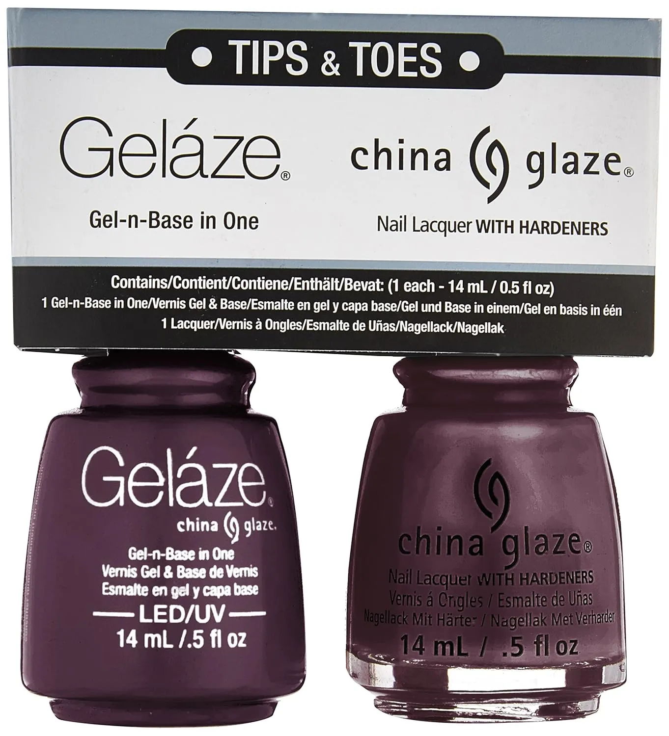 China Glaze Gelaze Tips and Toes Nail Polish, Evening Seduction, 2 Count