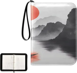 Chinese Style Ink Painting Collectible Trading Card Albums, Waterproof PU Card Collection Binder Fits 400 Cards with Removable Sleeves for Baseball Card, Football Card