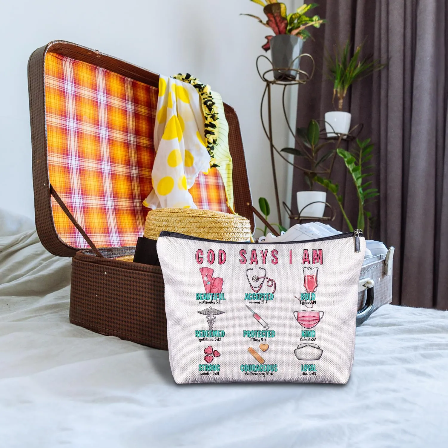 Christian Nurse Doctors Makeup Bag - Nurse Gifts for Women, Doctor Gifts, Bible Verse Cosmetic Bag for Purse Travel Bag, Christian Gifts for Nurses Doctors