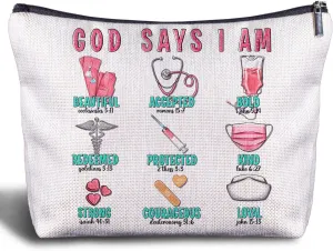 Christian Nurse Doctors Makeup Bag - Nurse Gifts for Women, Doctor Gifts, Bible Verse Cosmetic Bag for Purse Travel Bag, Christian Gifts for Nurses Doctors