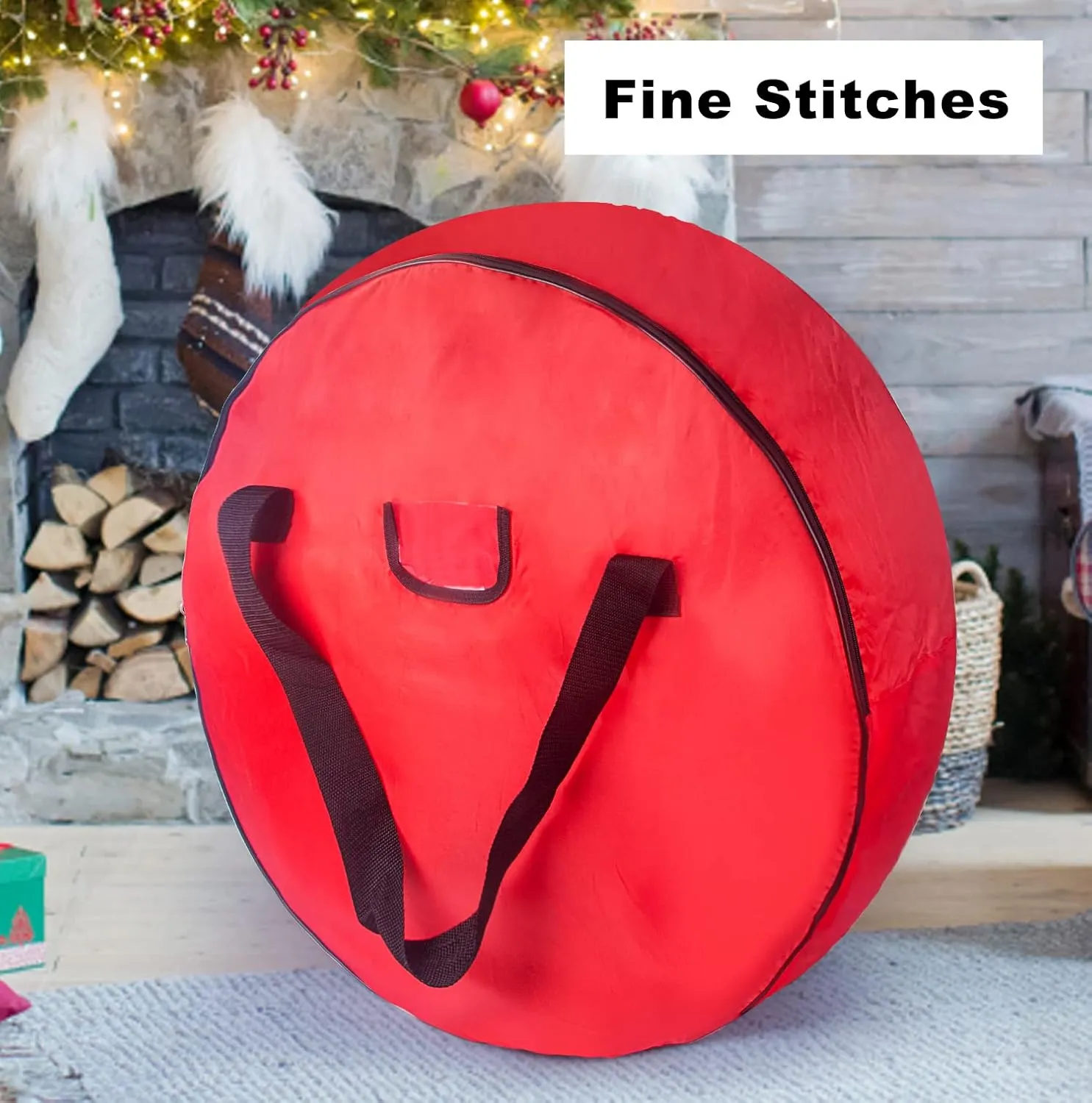 Christmas Wreath Storage Bag 30inch -Large Christmas Wreath Storage Container-Durable Oxford Fabric, Dual Zippered, Easy to Slip the Wreath in & Out, Protect Wreath Garlands from Dust -Red, Pack of 2
