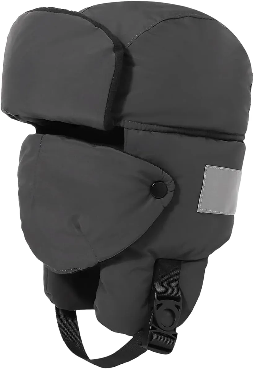 Clakllie Waterproof Trapper Hat with Earflaps Facemask Winter Ushanka Russian Eskimo Cap Warm Trooper Hats for Skiing